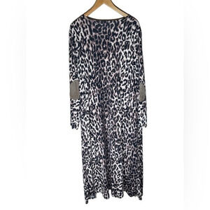 Leopard Kimono Suede Elbow Patches Long Length 3X‎